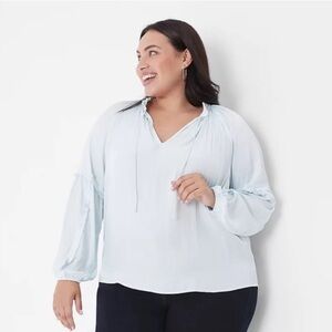 Lane Bryant Blouse Ruffle Detail Long Sleeve